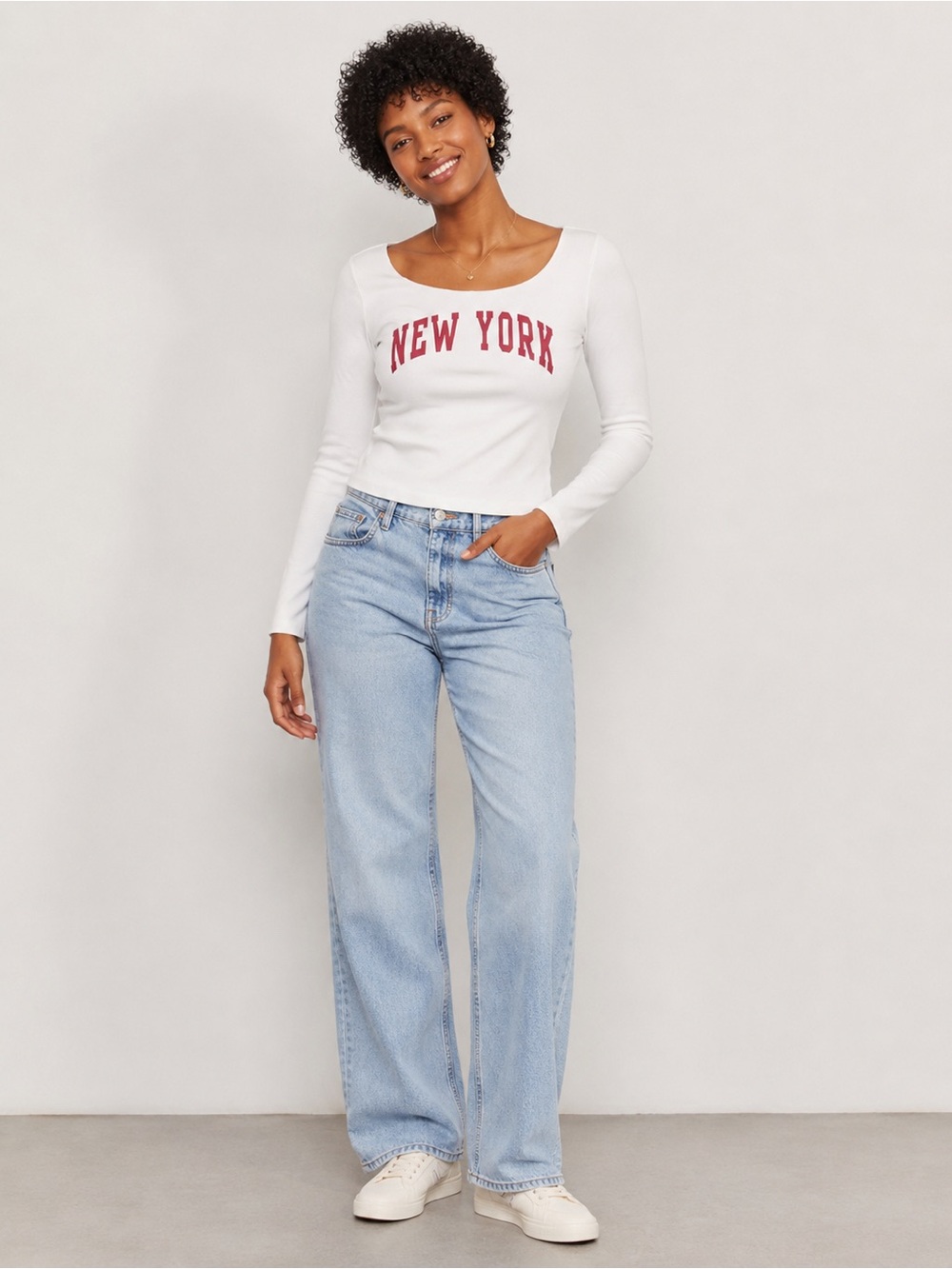 John Galt Women’s New York Long Sleeve Top White One Size Brandy Melville